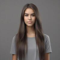 AI generated Portrait of a beautiful white pretty woman with long straight hair photo