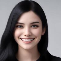 AI generated Portrait of a beautiful white pretty woman with long straight hair photo