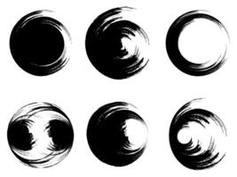 set of black and white brush stroke round circle, set of black and white stains, set of black and white vector cribble round circle icons frame brush stroke vector illustration,