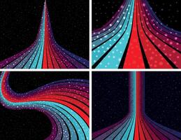 resumen olas líneas velocidad movimiento en negro antecedentes ingenio estrella ligero colocar, ola líneas color ola diseño manojo, científico visualización neón color digital tecnología resumen fondo de pantalla, vector