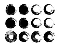 set of black and white circles frame, set of black and white vector cribble round circle icons frame brush stroke vector illustration, set of stains splashes paint brush stroke frame with circle