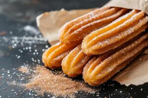 AI generated Churros with cinnamon and sugar. Generative AI photo