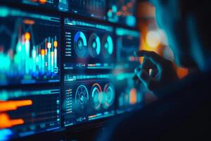 AI generated Business analytics dashboard with charts and metrics to analyze performance. Generative AI photo