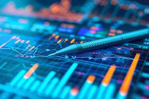 AI generated Business analytics dashboard with charts and metrics to analyze performance. Generative AI photo