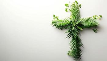 AI generated Cross made of palm fronds, palm crosses photo