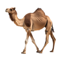 ai generado camello caminando frente ver aislado en transparente antecedentes png
