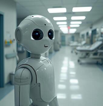 AI generated Robot standing in hospital photo