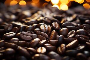 AI generated Close up photo of coffee seeds, picture of coffee