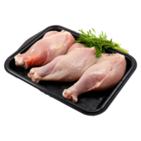 AI generated Raw chicken legs in a black tray isolated on transparent background png