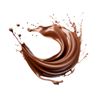 ai generado chapoteo de marrón líquido chocolate con gotas aislado en transparente antecedentes png