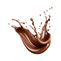 ai généré éclaboussure de marron liquide Chocolat avec gouttes isolé sur transparent Contexte png