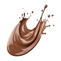 ai generado chapoteo de marrón líquido chocolate con gotas aislado en transparente antecedentes png