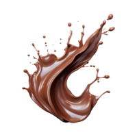 ai generado chapoteo de marrón líquido chocolate con gotas aislado en transparente antecedentes png