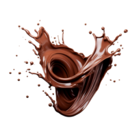 AI generated Splash of brown liquid chocolate with drops isolated on transparent background png