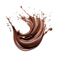 AI generated Splash of brown liquid chocolate with drops isolated on transparent background png