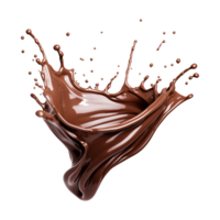 ai generado chapoteo de marrón líquido chocolate con gotas aislado en transparente antecedentes png