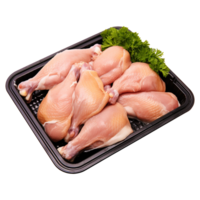 AI generated Raw chicken legs in a black tray isolated on transparent background png