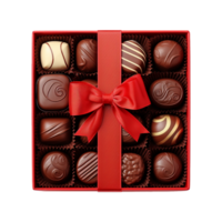 AI generated Box of red chocolate candies isolated on transparent background png