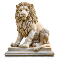 ai gerado leão estátua isolado em transparente fundo png