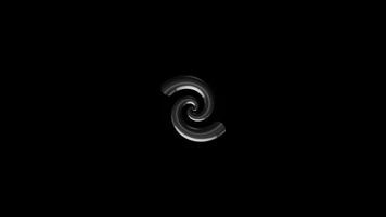 infinito Filatura futuristico spirale di argento colore su nero sfondo, senza soluzione di continuità ciclo continuo. animazione. astratto ipnotico elica rotante infinitamente, monocromo. video