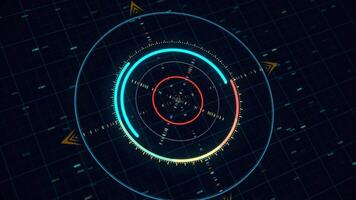 Future and innovation concept. Animation. Abstract animation of circular graph with digits on the dark background video
