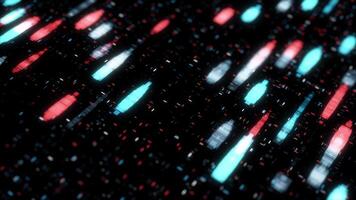 Multicolored abstract animation of moving neon spots and particles on black background. Animation. Animation of seamless loop, bright thick neon stains. video