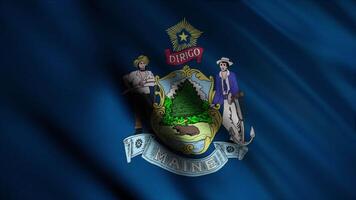 Abstract animation of Maine-State flag waving in the wind. Animation. The flag of the State of Maine features Maine's state coat of arms on a blue field. video