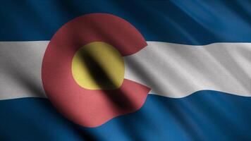 Abstract animation of Colorado State flag waving in the wind. Animation. Beautiful colorful state symbol. video