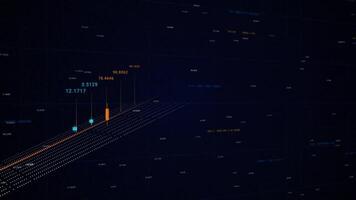 geometrisk cyber Graf visualisering av nätverk företag situation. animation. abstrakt animering av digital 3d finansiell Diagram som visar de stiga och faller värde av de global stock marknadsföra. video