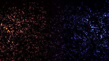 neón de colores puntos Moviente en espacio. animación. resumen animación de Moviente de colores neón puntos en un negro antecedentes video
