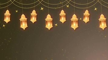 Golden Islamic Lanterns hanging the ceiling ramadan eid mubarak background video