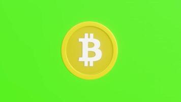 3D Animation of Bitcoin on Green Screen Background. Suitable for Cryptocurrency Video