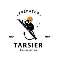 vintage retro hipster tarsier logo vector outline silhouette art icon