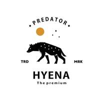 vintage retro hipster hyena logo vector outline silhouette art icon