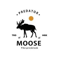 vintage retro hipster moose logo vector outline silhouette art icon
