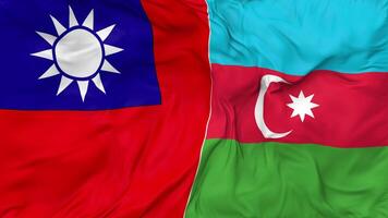 Taiwan and Azerbaijan Flags Together Seamless Looping Background, Looped Bump Texture Cloth Waving Slow Motion, 3D Rendering video