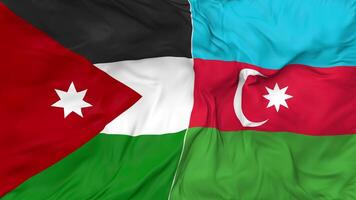 Jordan and Azerbaijan Flags Together Seamless Looping Background, Looped Bump Texture Cloth Waving Slow Motion, 3D Rendering video