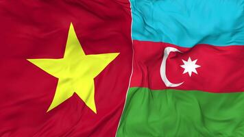 Vietnam and Azerbaijan Flags Together Seamless Looping Background, Looped Bump Texture Cloth Waving Slow Motion, 3D Rendering video