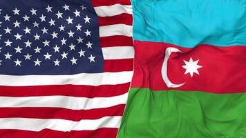 United States and Azerbaijan Flags Together Seamless Looping Background, Looped Bump Texture Cloth Waving Slow Motion, 3D Rendering video