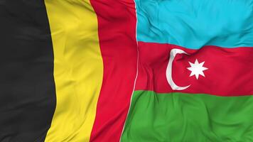 Belgium and Azerbaijan Flags Together Seamless Looping Background, Looped Bump Texture Cloth Waving Slow Motion, 3D Rendering video