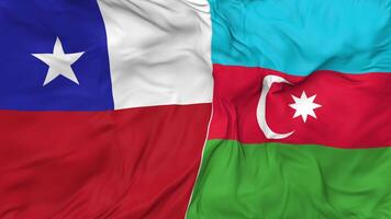 Chile and Azerbaijan Flags Together Seamless Looping Background, Looped Bump Texture Cloth Waving Slow Motion, 3D Rendering video