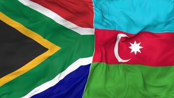 South Africa and Azerbaijan Flags Together Seamless Looping Background, Looped Bump Texture Cloth Waving Slow Motion, 3D Rendering video