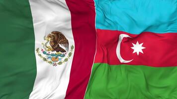 Mexico and Azerbaijan Flags Together Seamless Looping Background, Looped Bump Texture Cloth Waving Slow Motion, 3D Rendering video