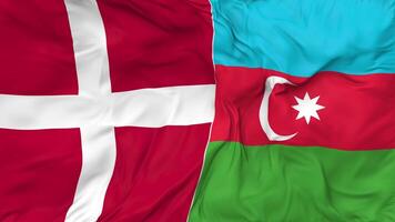 Denmark and Azerbaijan Flags Together Seamless Looping Background, Looped Bump Texture Cloth Waving Slow Motion, 3D Rendering video