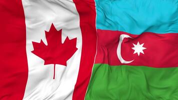 Canada and Azerbaijan Flags Together Seamless Looping Background, Looped Bump Texture Cloth Waving Slow Motion, 3D Rendering video