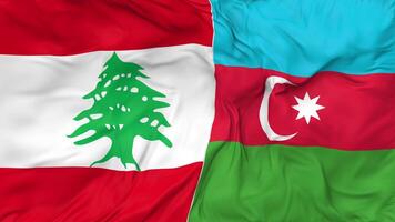 Lebanon and Azerbaijan Flags Together Seamless Looping Background, Looped Bump Texture Cloth Waving Slow Motion, 3D Rendering video