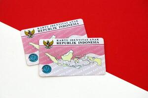 Indonesia child identity card Kartu Identitas Anak or KIA card. ID document for indonesian children photo