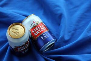 KYIV, UKRAINE - 4 MAY, 2023 Can of Stella Artois beer without alcohol and low in calories photo