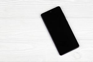 KYIV, UKRAINE - 4 MAY, 2023 Samsung Galaxy A72 Android smartphone with big display panel photo