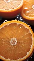 AI generated orange slices with water droplets on them photo